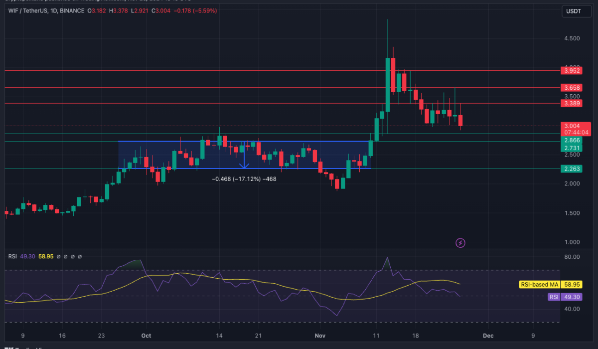 Dogwifhat price analysis 1-day chart