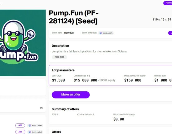 SecondLane lists $15M equity stake in memecoin protocol Pump.fun at $1.5B valuation