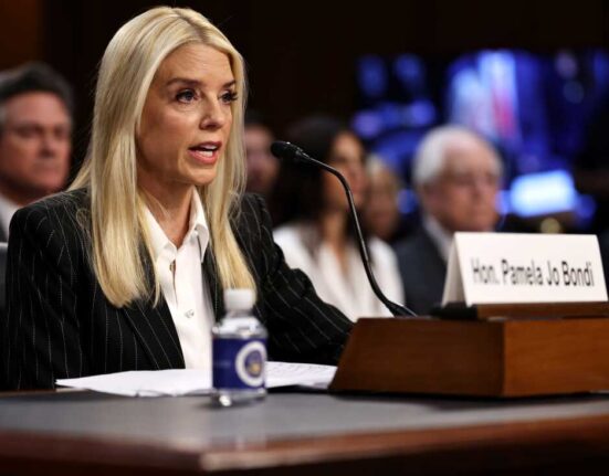 Former Florida Attorney General Pam Bondi testifies before the Senate Judiciary Committee during her confirmation hearing for U.S. attorney general on Wednesday.