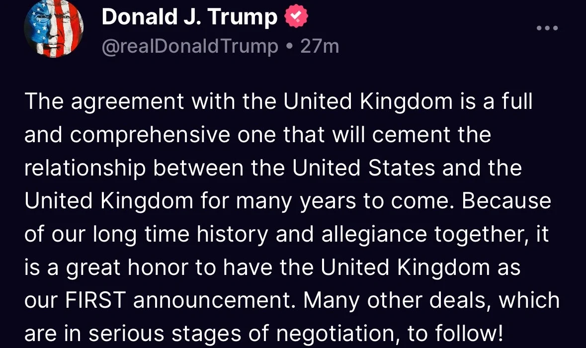 President Donald Trump announced that the United States has reached a trade agreement with the United Kingdom
