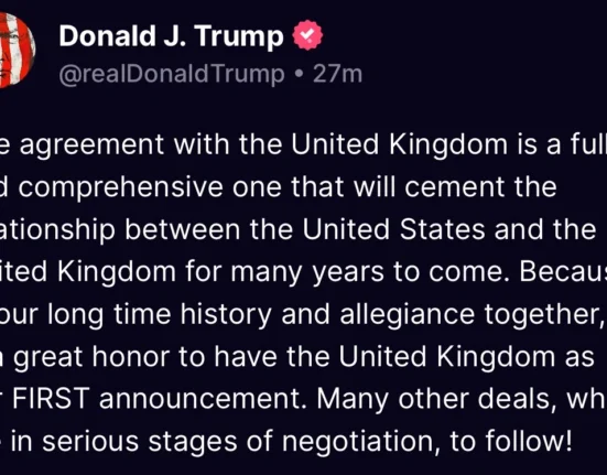 President Donald Trump announced that the United States has reached a trade agreement with the United Kingdom