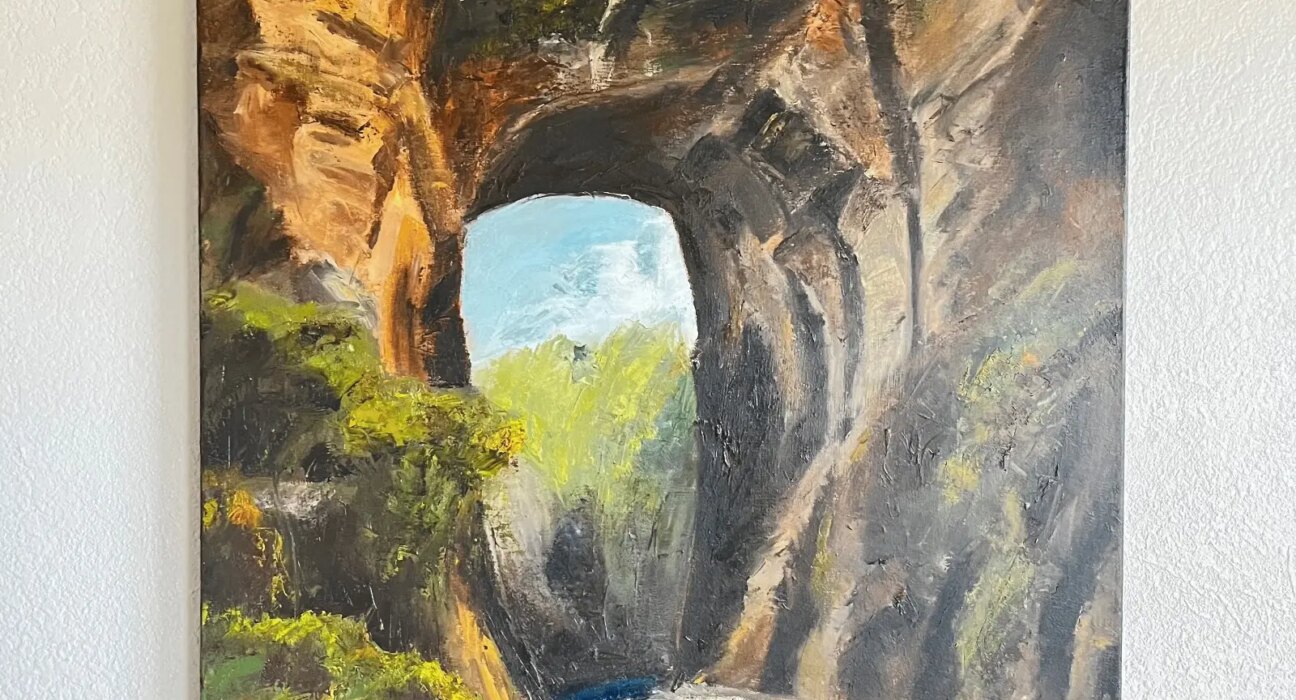 A painting entitled Archway by Ross Ulbricht an another prisoner known as Omega