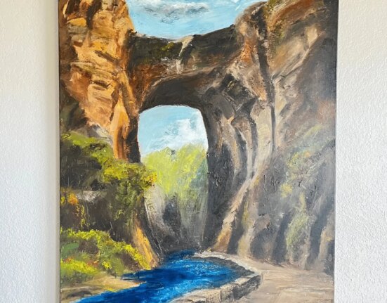 A painting entitled Archway by Ross Ulbricht an another prisoner known as Omega